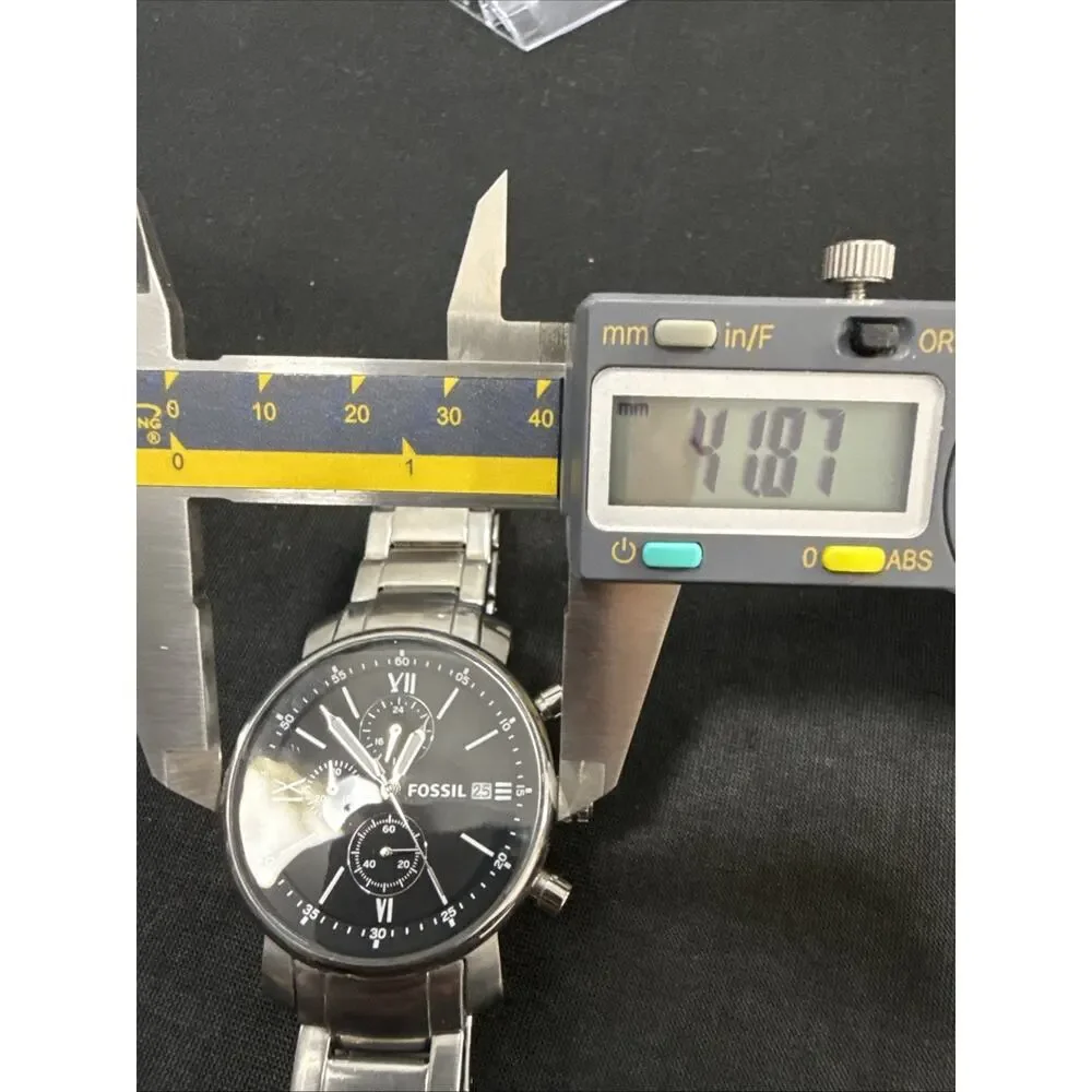 Fossil Rhett Black Men's Watch - BQ1000 New Battery 42mm Case 6.75” Band (E1)